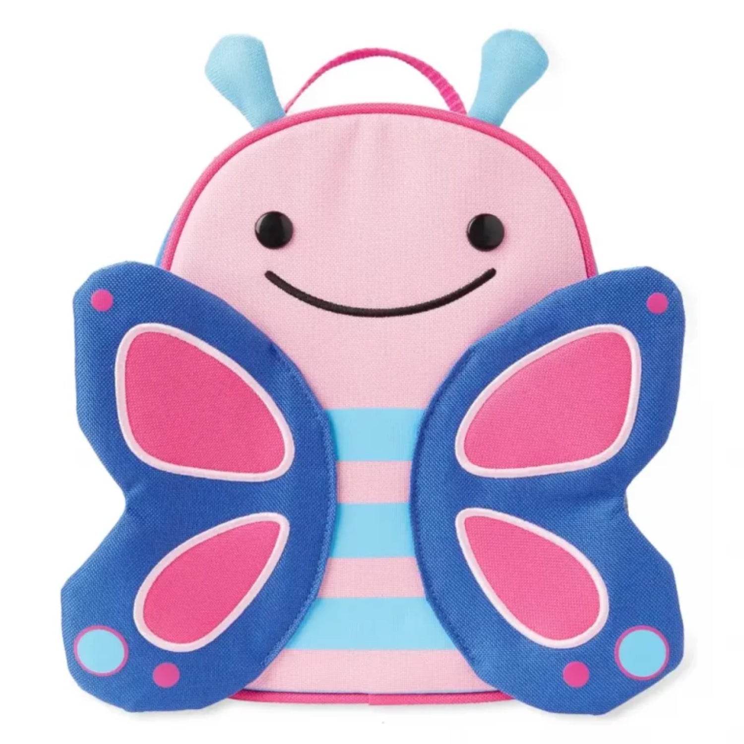 mochila infantil mariposa rosa frontal, diseño colorido y alegre